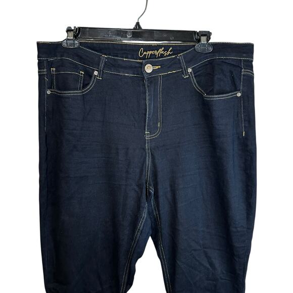 Copper Flash Plus Size High Rise Flare Jeans Dark Wash 18W Dark Wash Casual Y2K - Picture 3 of 9